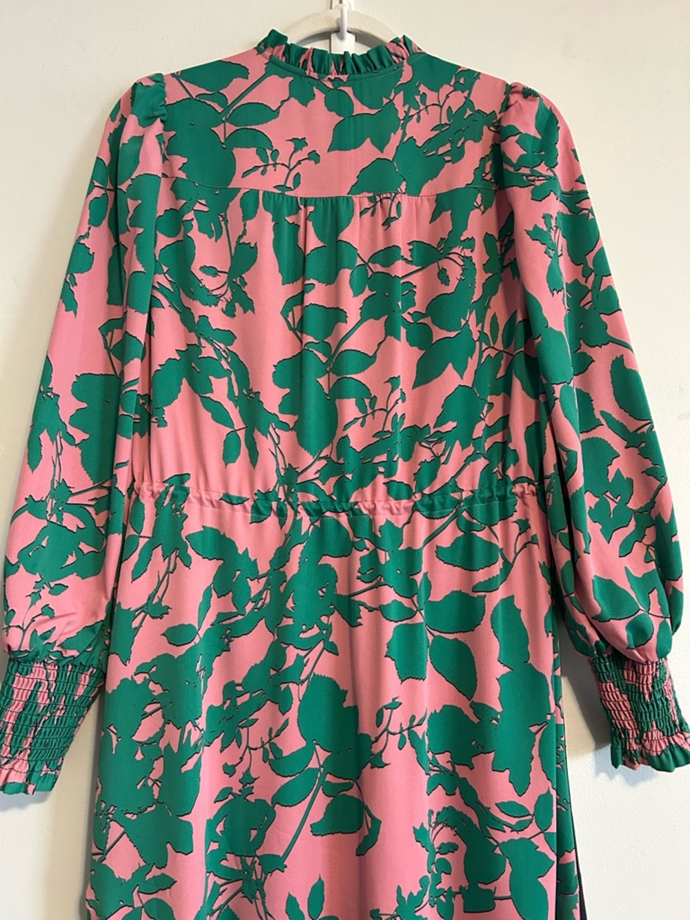 ME+EM Leaf-print Tiered Maxi Dress Pink and Green - Picture 7 of 14